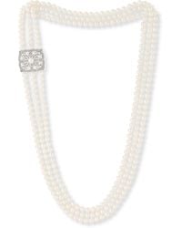 Pearls of the Orient Online - Gratia Triple Strand Cultured Freshwater Pearl Loop Necklace With Art Deco Style Feature - Lyst