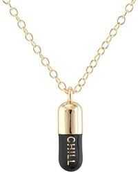 Kris Nations - Chill Pill Enamel Necklace Gold Filled & Black Enamel - Lyst