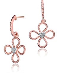 Genevive Jewelry - Rose Sterling Rose Plated With Clear Cubic Zirconia Four Petal Flower Earrings - Lyst