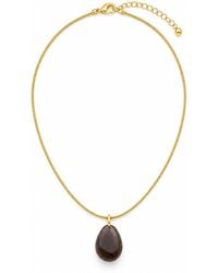 Saéa - Obsidian Teardrop Pendant Necklace On-Filled Snake Chain - Lyst