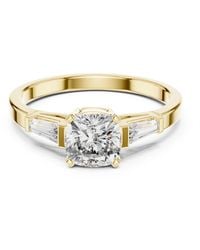 Aya Fine Jewelry - Elegant Cushion Cut Three Stone Lab Diamond Engagement Ring - Lyst