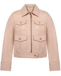 Zasta Studio - Bubble Gum Peach Multipocket Leather Jacket - Lyst
