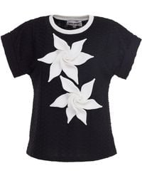 Julia Allert - Short Sleeve Top With Floral Detail - Lyst