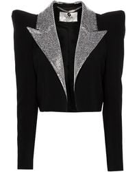 Nissa - Crystal-Embellished Cropped Blazer - Lyst