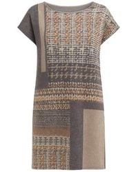 Conquista - Patterned Sweater Dress Anthracite - Lyst