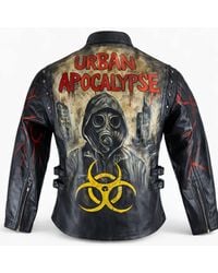 Zasta Studio - Hand-Painted Leather Biker Jacket - Lyst