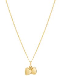 Posh Totty Designs - Gold Double Heart Charm Necklace - Lyst