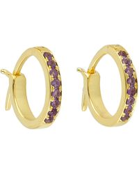 Artisan - Purple Gemstone Amethyst huggie Earrings 10k Yellow Gold - Lyst