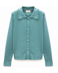 Peraluna - Laila Flat Knit Polo-Neck Cardigan - Lyst