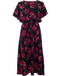 Louche - Basford Watermark Floral Print Cape Sleeve Midi Dress - Lyst