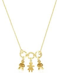 Unaloe - Vermeil Necklace With Three Baby Star Charms – Pavé Child Silhouette Pendants, Personalised Family Keepsake Jewellery For - Lyst