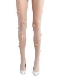 HIGH HEEL JUNGLE by KATHRYN EISMAN - Velvet Bow Pearl Tight -pink/ White - Lyst