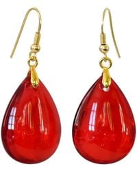 Laura Daili - Ruby Golden Teardrop Glass Earrings - Lyst