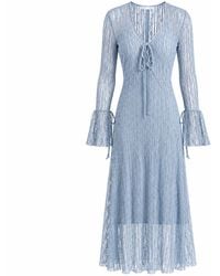 Belsize25 - Trumpet Dress Flared Sleeve Sheer Lace Knit Dress - Lyst