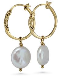 Isla Silver - Pearl Hoop Earrings - Lyst