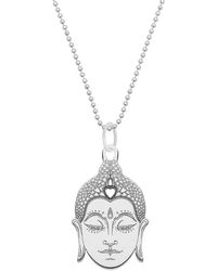 CarterGore Large Silver Buddha Head Pendant Necklace - Metallic