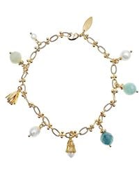 Farra - Chain With Aquamarine Charms Anklet - Lyst
