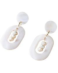 LIKHÂ - Oval Earrings With Inner Pearls - Lyst