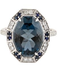 Artisan - Octagonal London Topaz Ring With Sapphire & Diamond - Lyst
