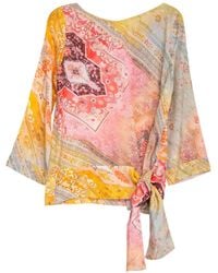 Niza - Shirt With Embroidered Hem And Belt - Lyst