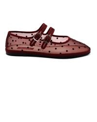 Gondolina Shoes - Carnival Burgundy Polka-Dot Mesh Double-Strap Mary Jane Shoes – Made - Lyst