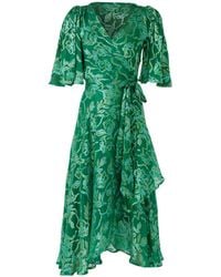 SACHA DRAKE - Garden Maze Silk Rayon Wrap Dress - Lyst