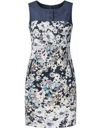 Conquista - Floral Print Sleeveless Dress With Contrast Yoke - Lyst