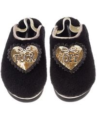Laines London - Flatform Cloud Slippers With & Fuck Off Brooches - Lyst