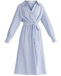 Paisie - Wrap Midi Shirt Dress With Metallic Button Details - Lyst