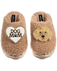 Laines London - Teddy Closed Toe Slippers With Dog Mum Mom & Golden Cockapoo Brooches - Lyst