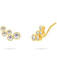 Meulien - Clustered Bezel Set Ear Climber Stud Earrings - Lyst