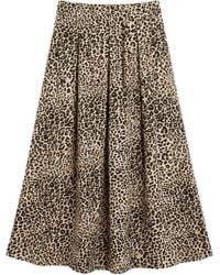 LAtelier London - Midi Leopard Skirt With Side Split - Lyst