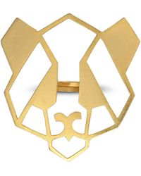 Meraki by Rashmi Bajaj - Playful Panda Plated Chunky Ring - Lyst