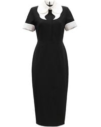 Julia Allert - Polished Fitted Midi Short Sleeve Dress - Lyst