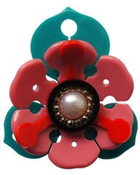 Gissa Bicalho - Handmade Acrylic Brooch Flower And Leaf - Lyst