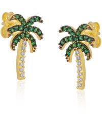 Spero London - Palm Tree Sterling Stud Earrings - Lyst