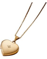 Posh Totty Designs - Yellow Gold Plated Heart Locket With Diamond - Lyst
