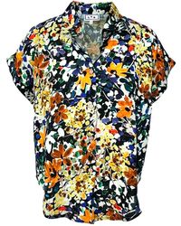 L2R THE LABEL - Floral Print Linen Short-Sleeved Shirt - Lyst