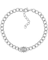 Diamonbliss - Solo Emerald Curb Chain Bracelet, Platinum - Lyst