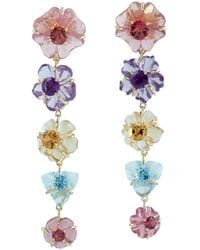 Artisan - Mixed Gemstone Carved Flower Drop Earrings - Lyst