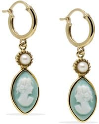 Vintouch Italy - Isabella Gold-plated Green Cameo Hoop Earrings - Lyst