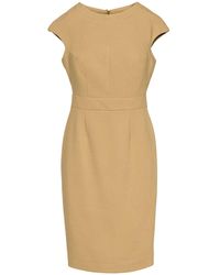 Conquista - Solid Colour Dress With Cap Sleeves Camel Color. - Lyst