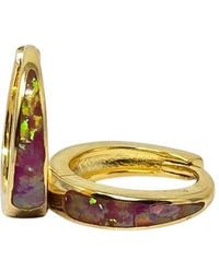 Harfi - Tapered Opal Plated Hoop Earrings - Lyst