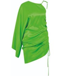 NAZLI CEREN - Rocha Asymmetric Mini Satin Dress - Lyst