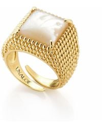 Unaloe - Adjustable Square Ring-Plated With Mother Of Pearl - Lyst