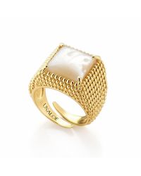Unaloe - Adjustable Square Ring-Plated With Mother Of Pearl - Lyst