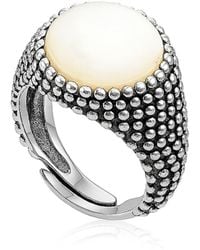 Unaloe - Sterling Shield Ring With Luminous Mother Of Pearl - Lyst