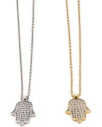Ebru Jewelry - Dainty Diamond Hamsa Pendant Chain Necklace - Lyst