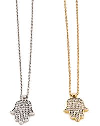 Ebru Jewelry - Dainty Diamond Hamsa Pendant Chain Silver Necklace - Lyst