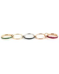 Artisan - Baguette Ruby & Sapphire With Emerald Diamond Plain Multiple Linked Ring In 18k Gold - Lyst